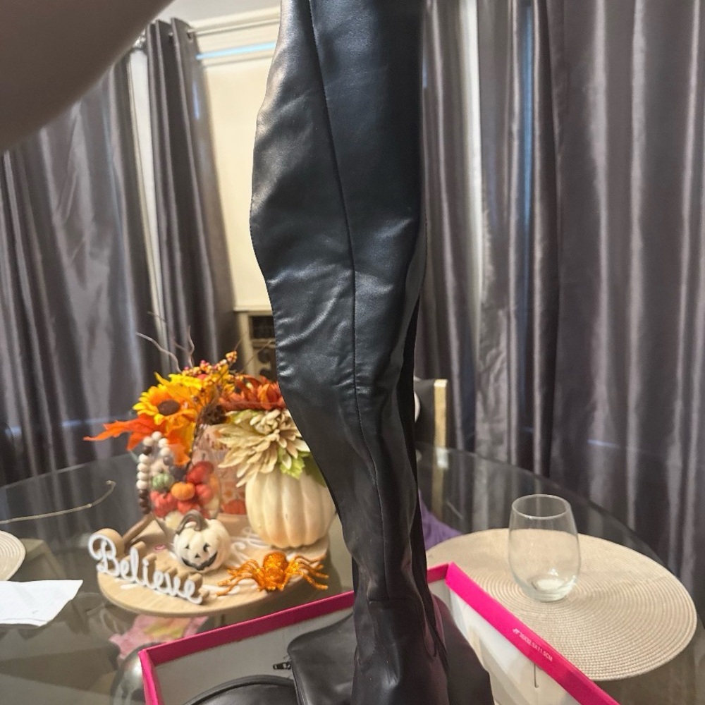 Black Over-the-Knee Leather Boots